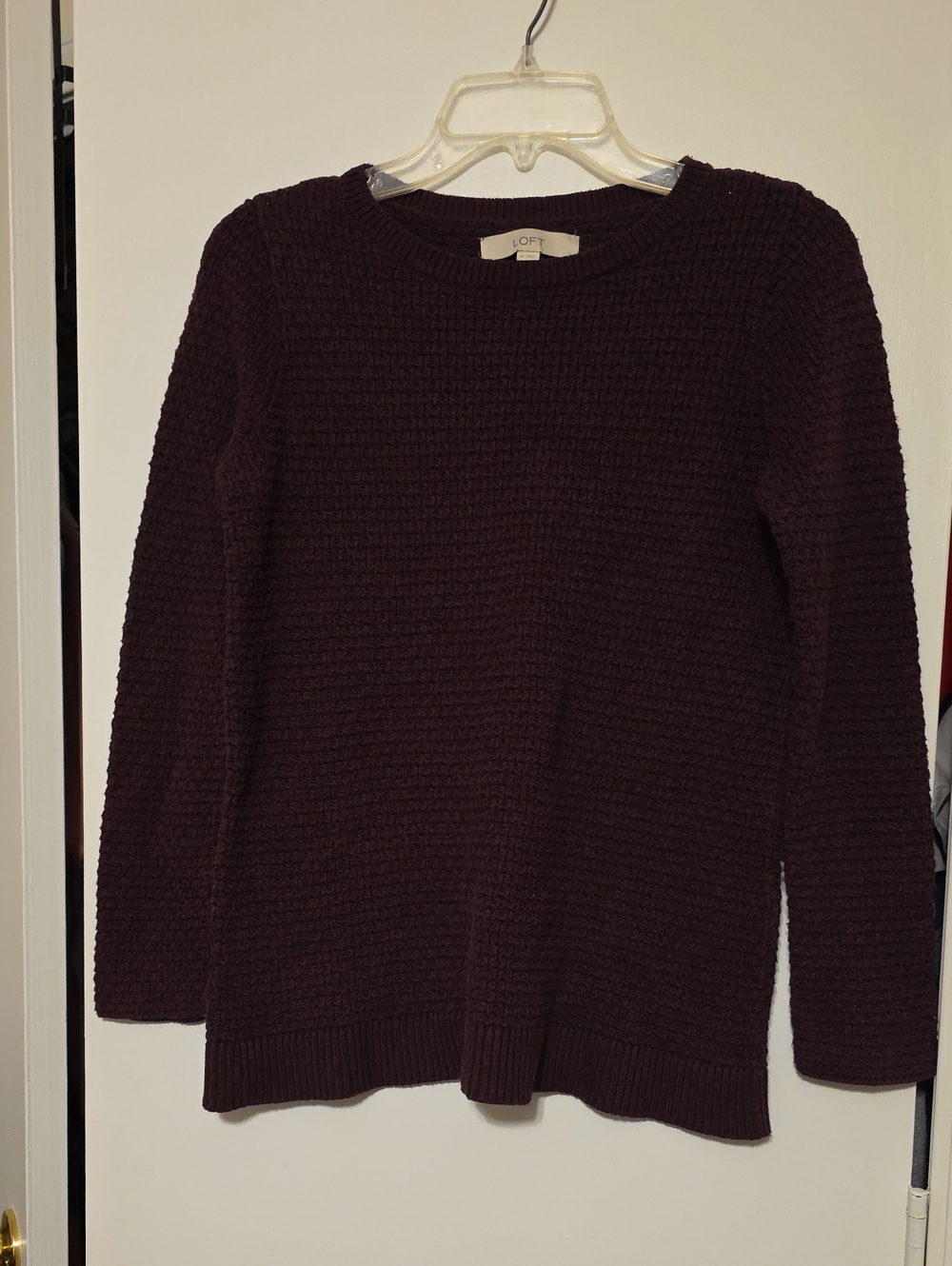LOFT Women's Crewneck Textured Sweater - Plum